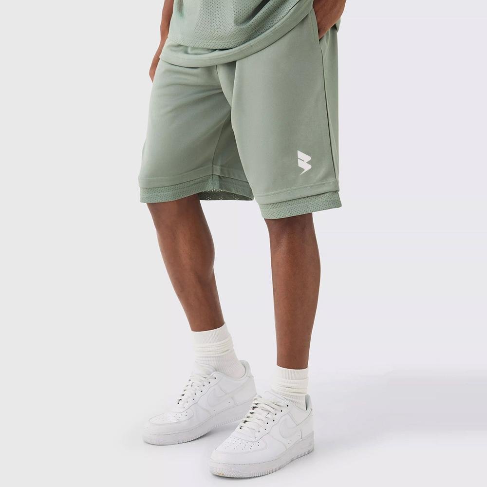 Loose Fit BHM Satin Mesh Long Length Basketball Shorts